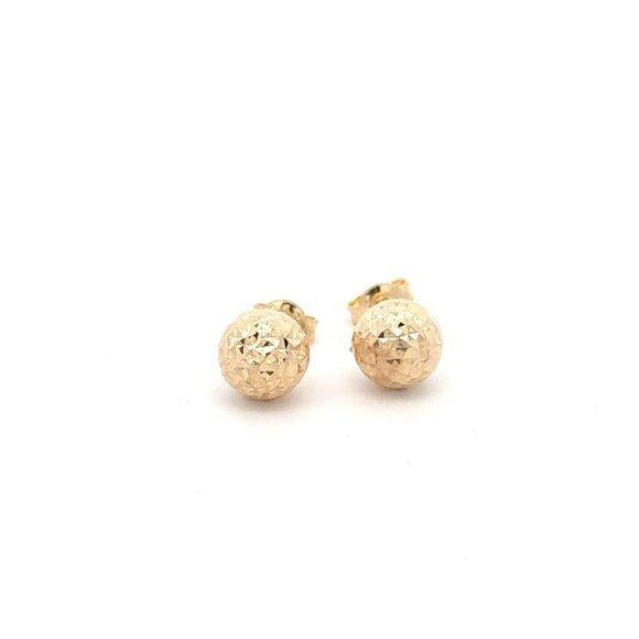 18K Gold Earrings Stud Balls Textured - Picture 1 of 9
